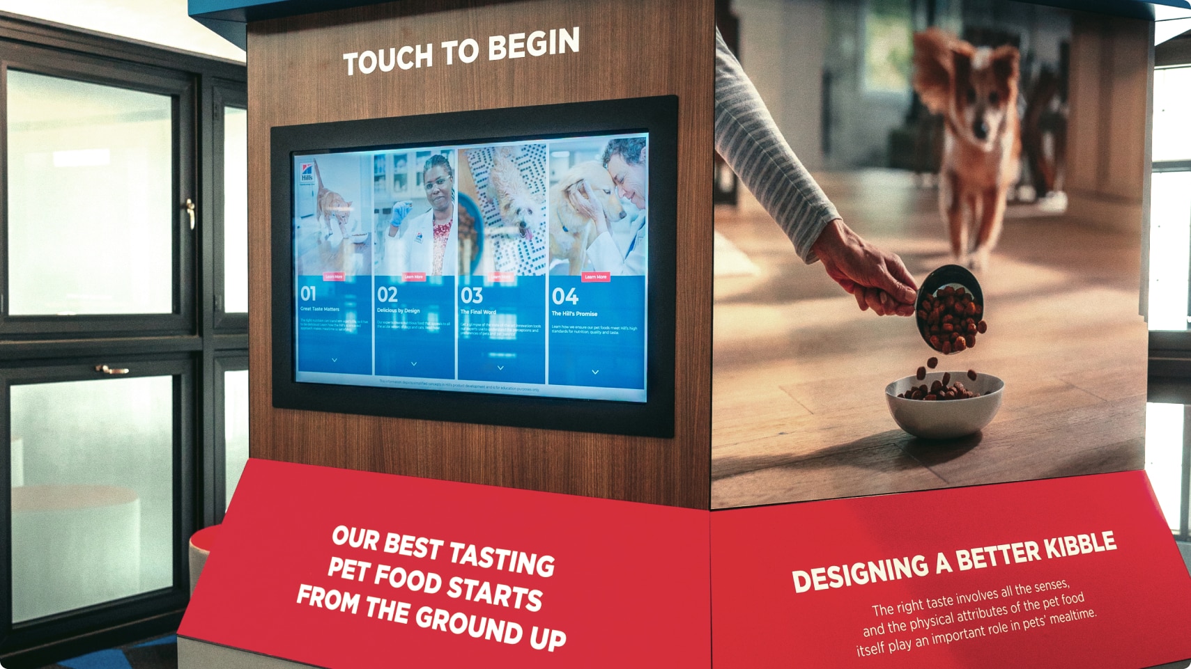 Interactive screens in the visitor's section of the Hill’s Pet Nutrition Centre